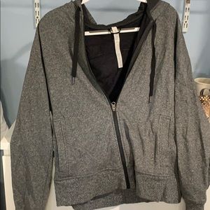Lululemon marled grey zip up jacket with hood